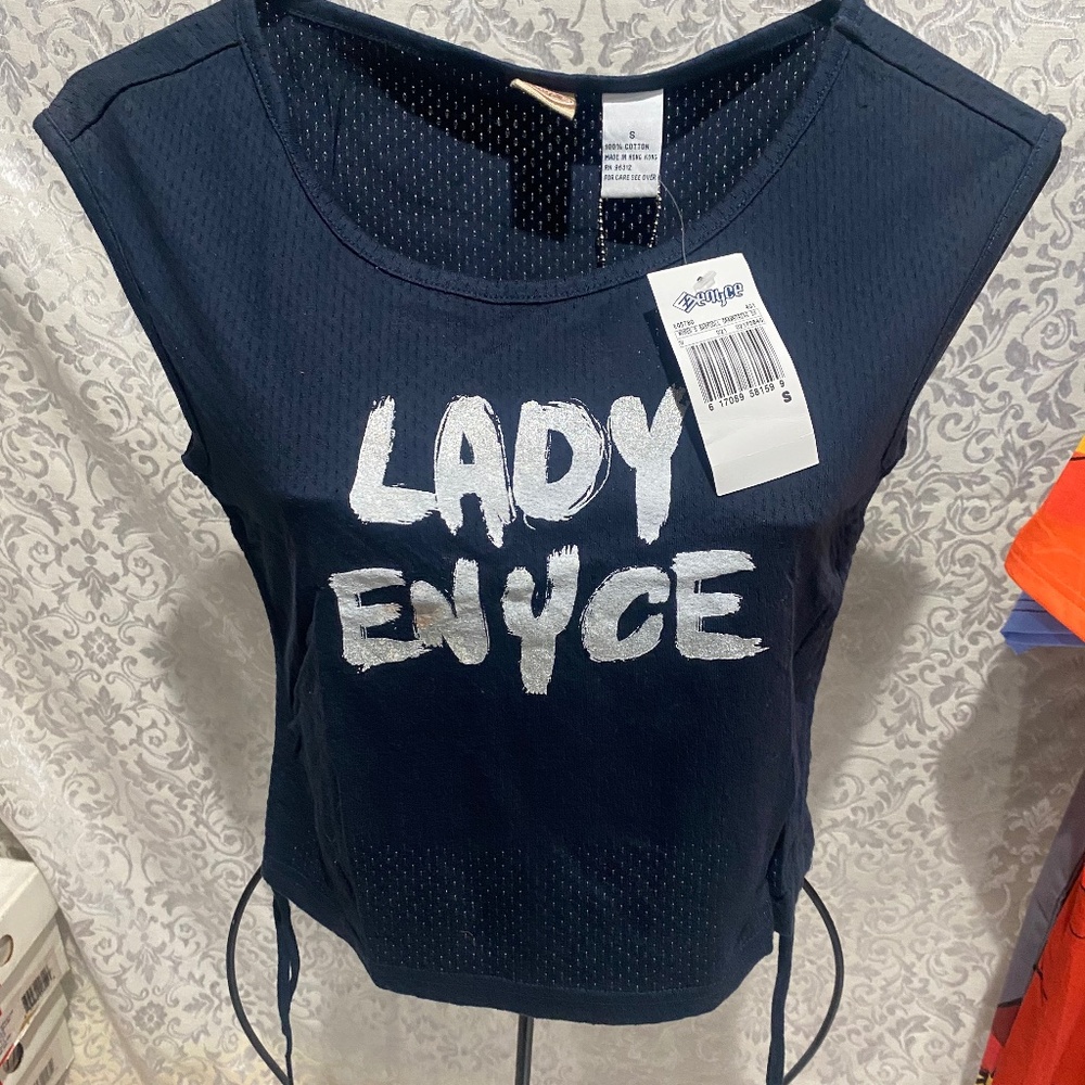 Enyce Baby Doll Drawstring Mesh Blouse Sz M